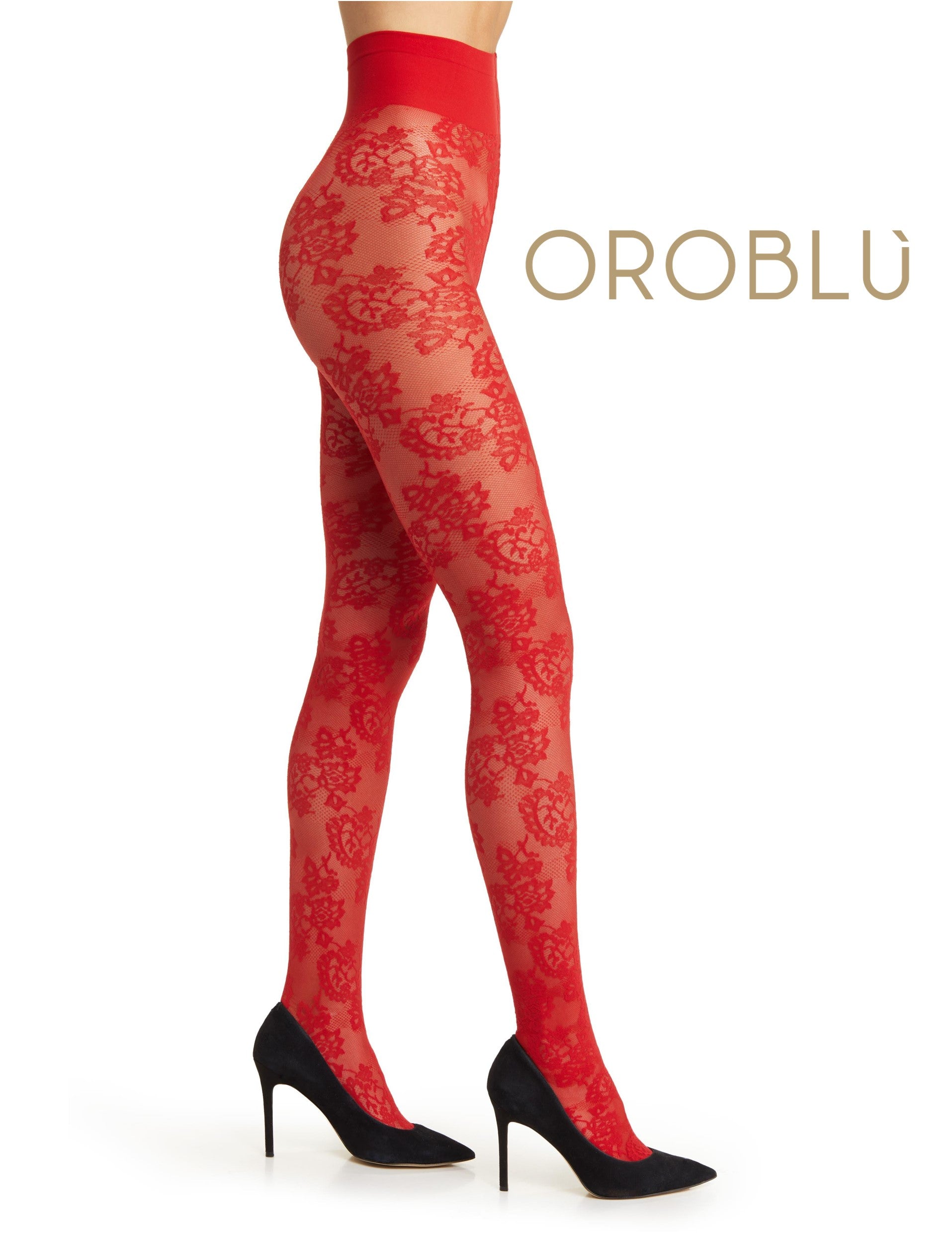 Oroblu Sheer Fine Lace Tights Red – Starts With Legs