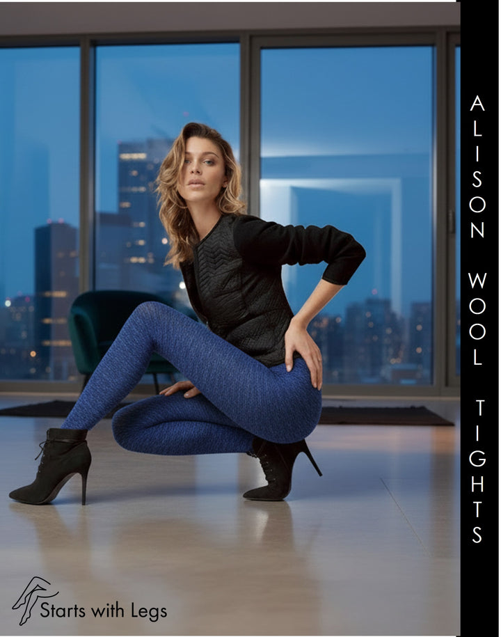 Trasparenze Alison Wool 100 Denier Tights Blu Melange