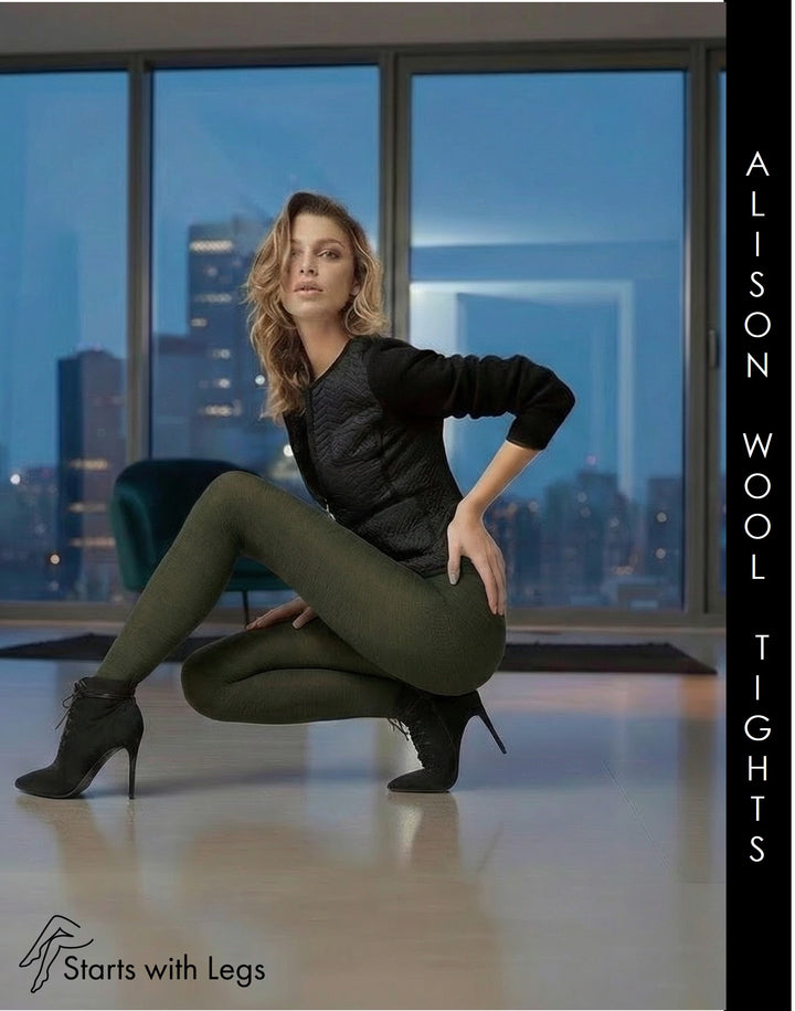 Trasparenze Alison Wool 100 Denier Tights Militare Melange