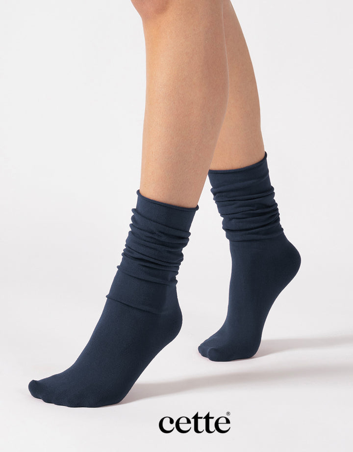 Cette Altai Cashmere Knee High Loose Top Sock Navy 241-345
