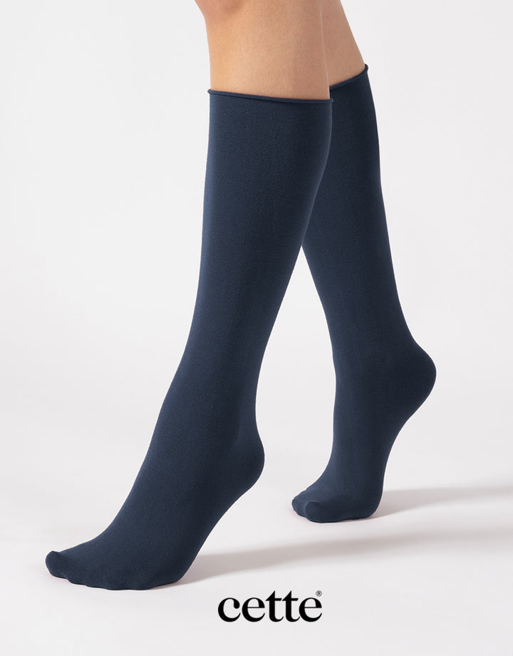 Cette Altai Cashmere Knee High Loose Top Sock Navy 241-345
