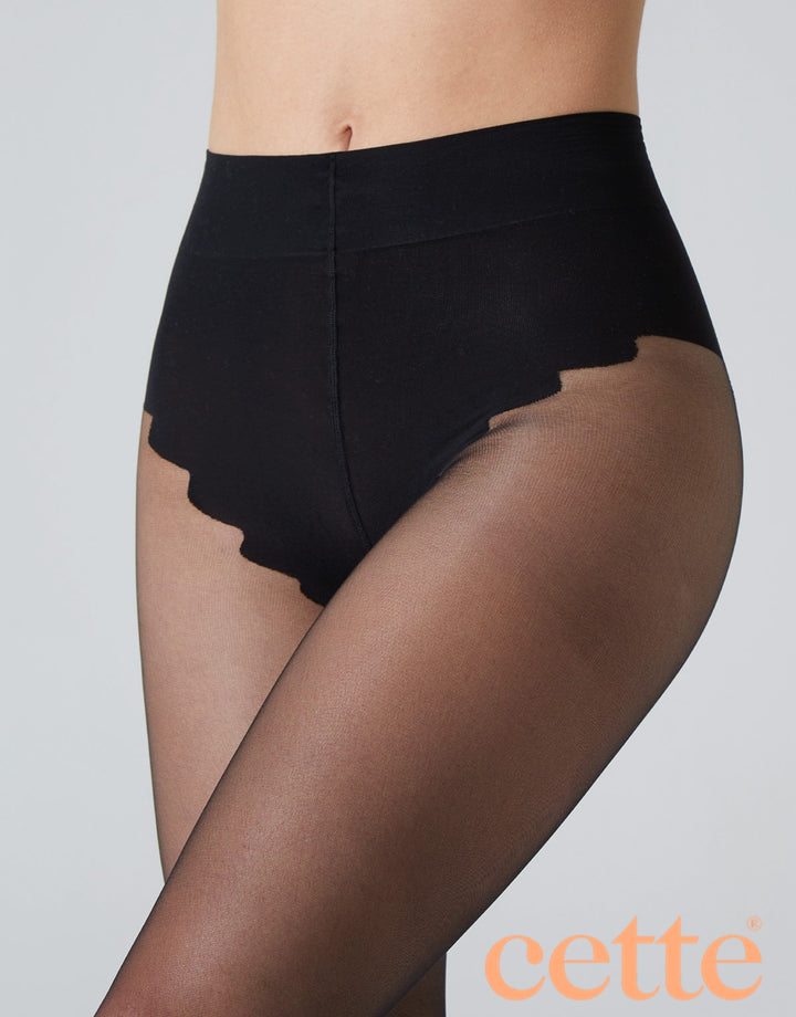 Cette Bari 20 Denier Sheer Tight with Bikini Brief Black