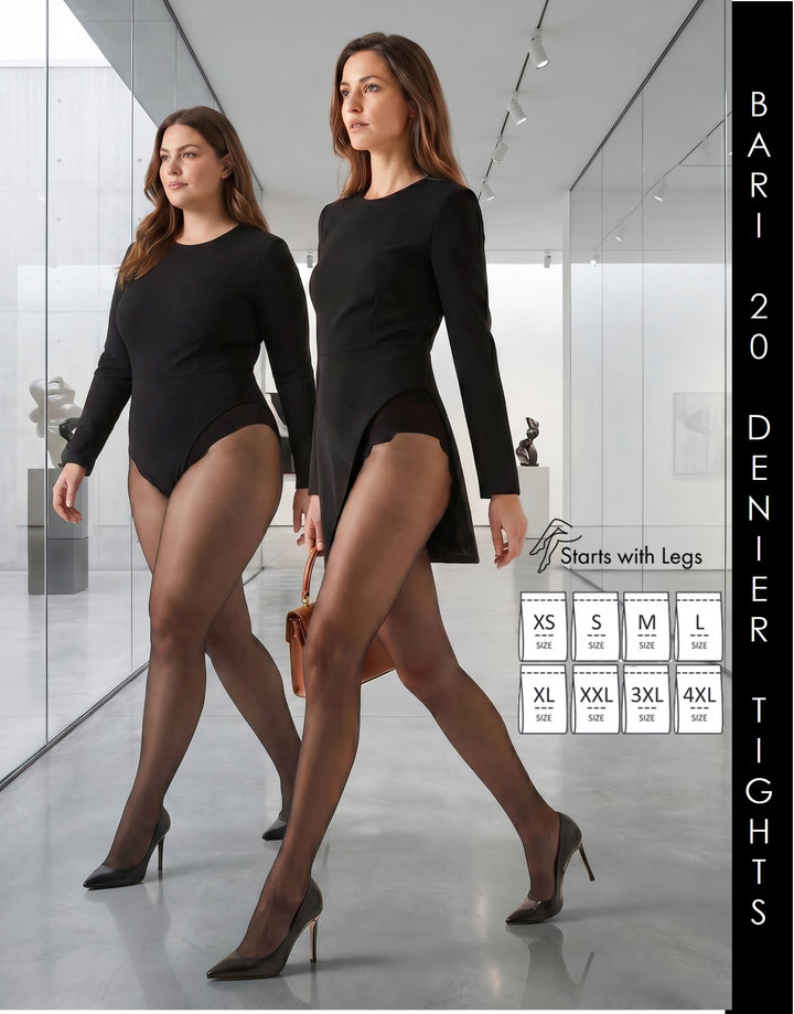 Cette Bari 20 Denier Sheer Tight with Bikini Brief Black