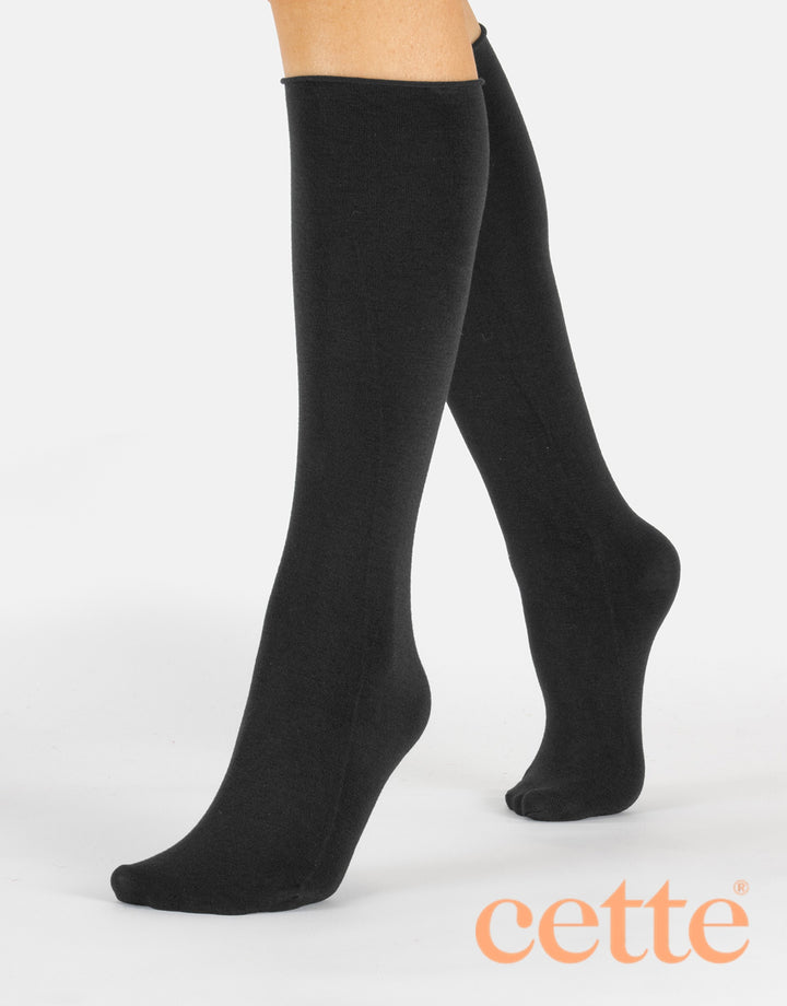 Cette Altai Cashmere Knee High Loose Top Sock Nero 241-902