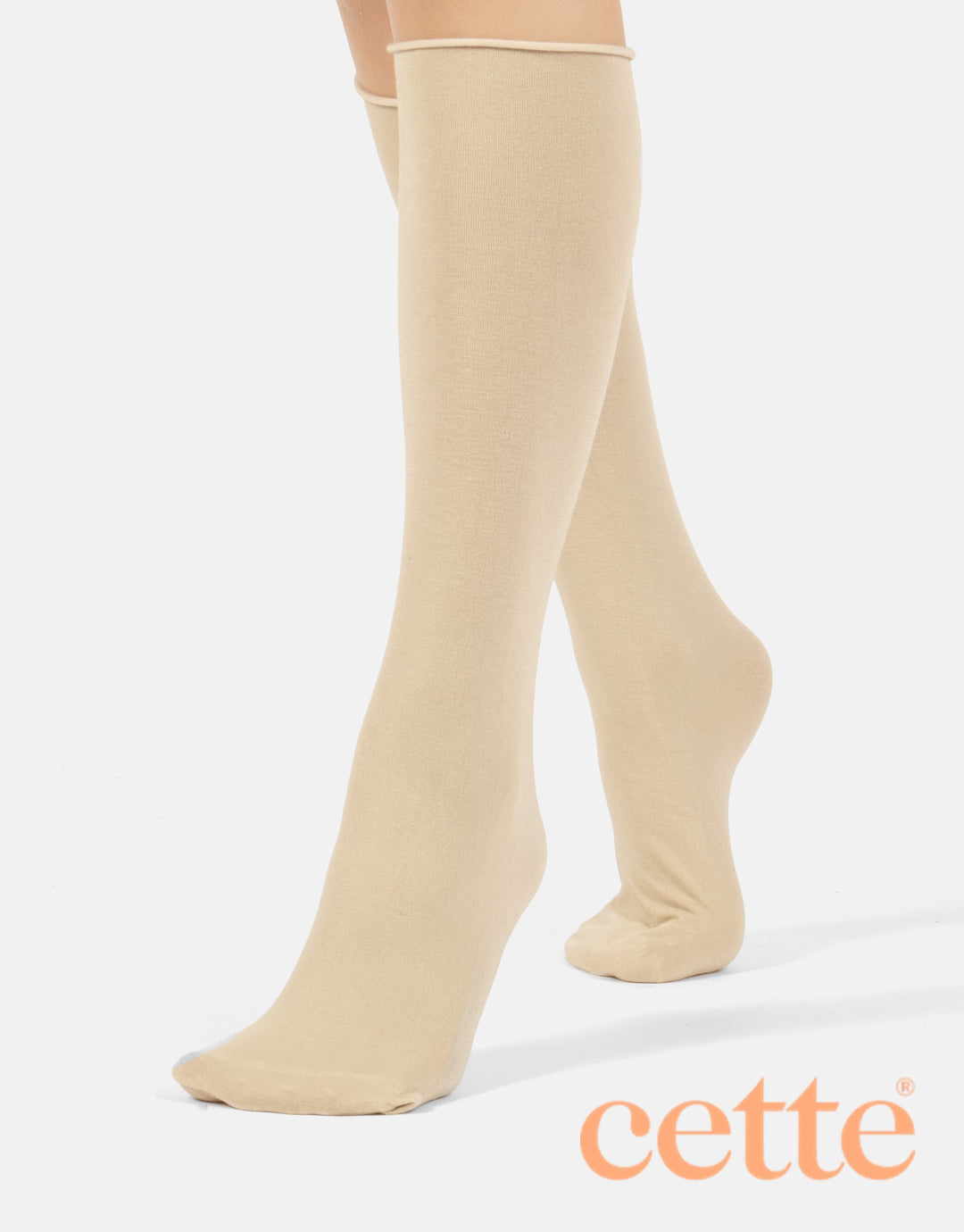 Cette Altai Cashmere Knee High Loose Top Sock Oyster White 241-609