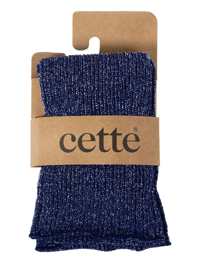Cette Sirio Glitter Ribbed Knee High Sock Navy 278-345