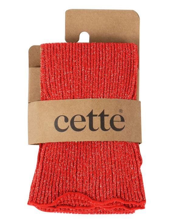 Cette Sirio Glitter Ribbed Knee High Sock Red 278-236