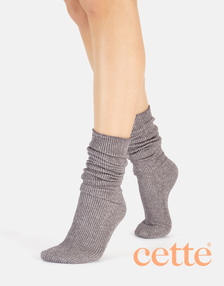 Cette Sirio Glitter Ribbed Knee High Sock Excalibur 278-179