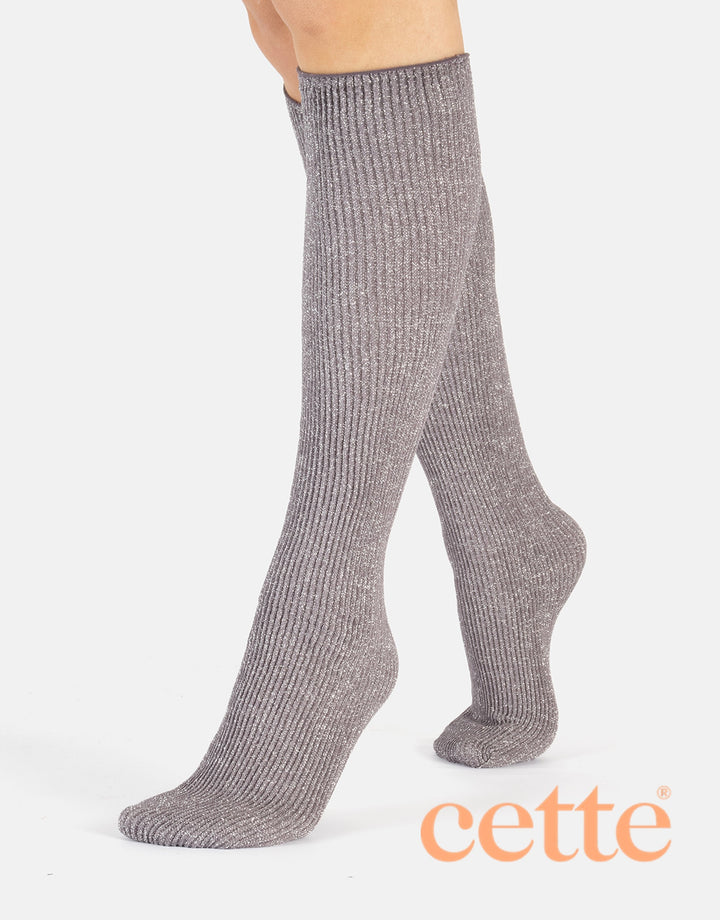 Cette Sirio Glitter Ribbed Knee High Sock Excalibur 278-179