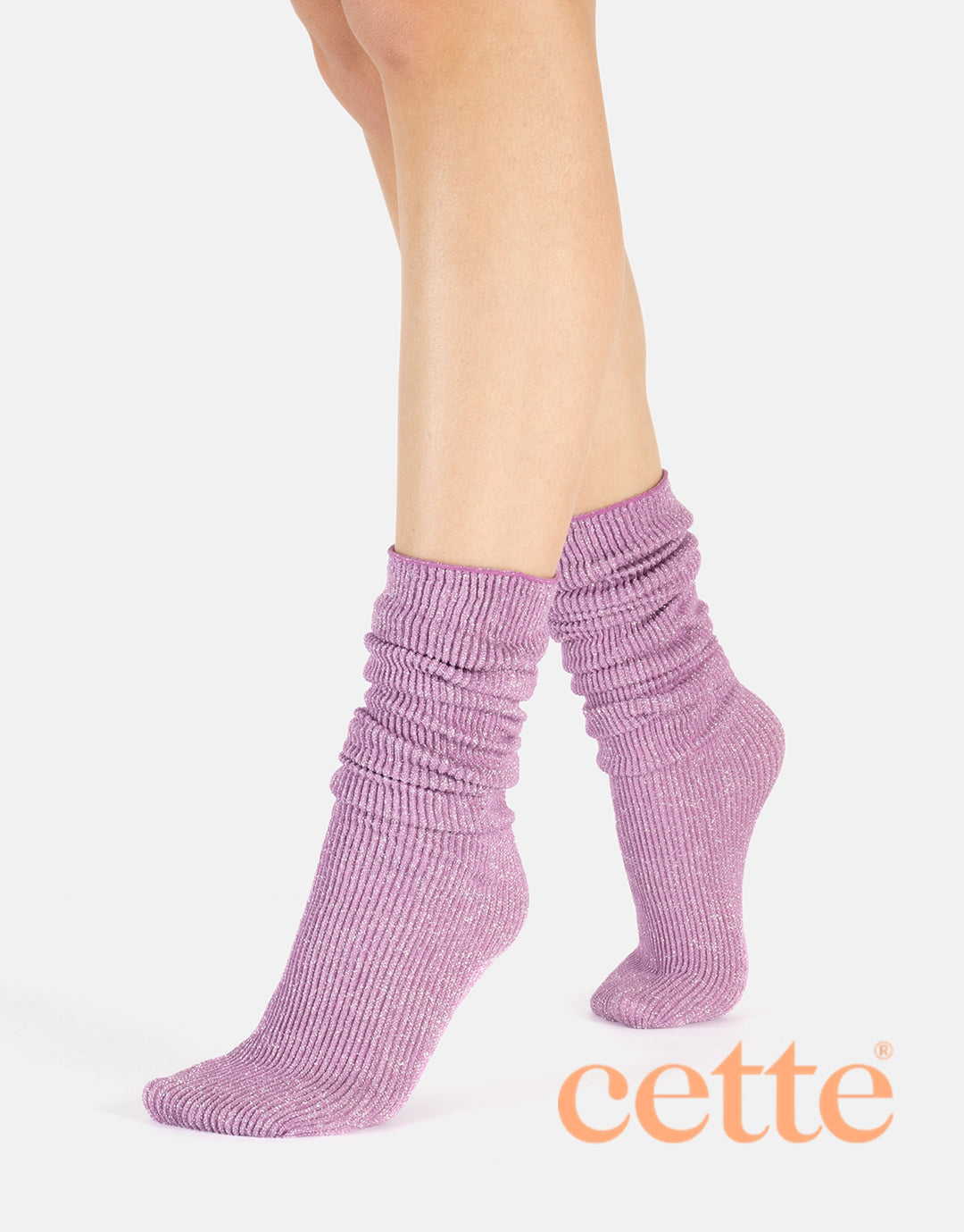 Cette Sirio Glitter Ribbed Knee High Sock Mulberry 278-258