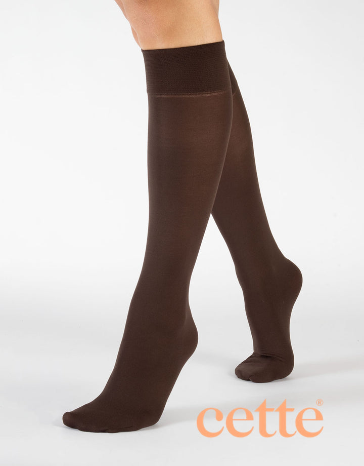 Cette Orleans 60Den Wide Knee High Socks (Value Twin Pack) Walnut 217-296