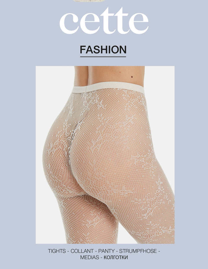 Cette Polaris Floral Fishnet Eco Tights Off White 442-608 SALE