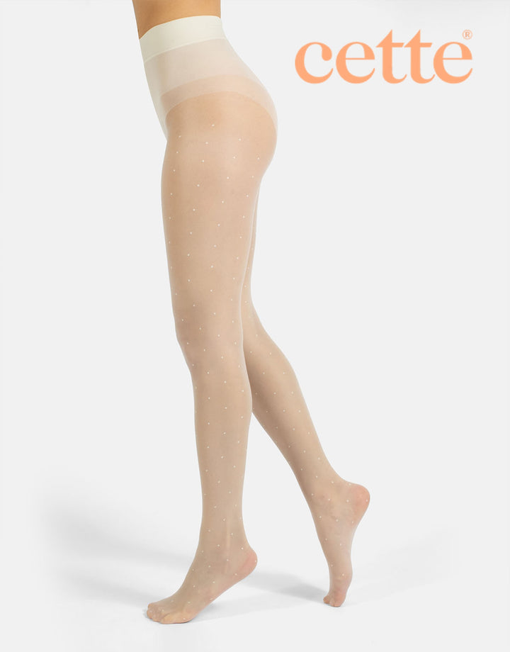 Cette Richmond Polka Dot 20 Denier Tight Off White