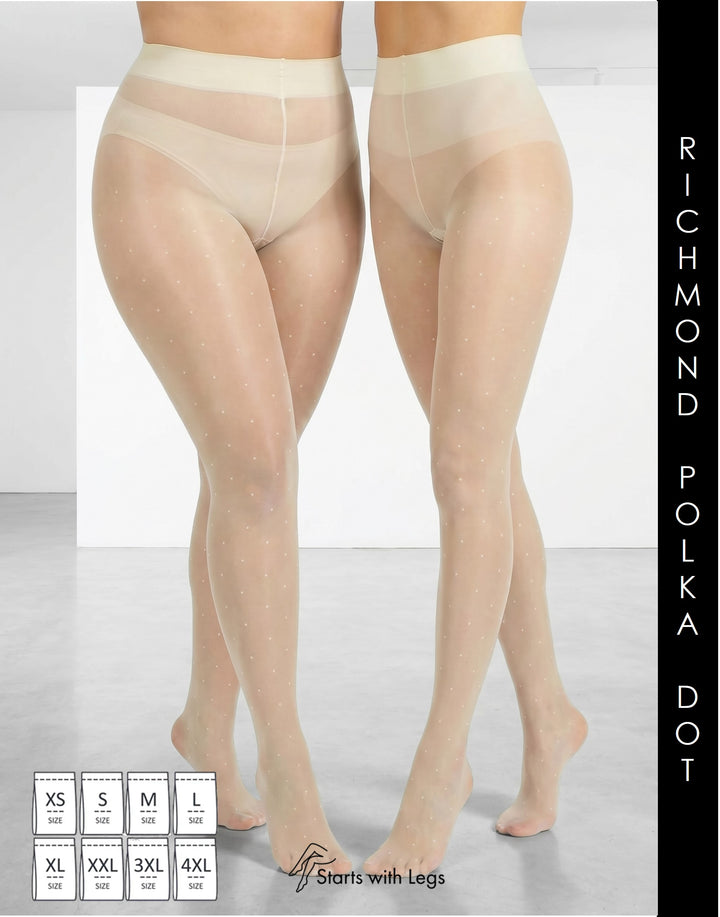 Cette Richmond Polka Dot 20 Denier Tight Off White