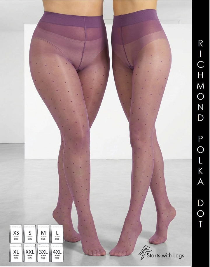 Cette Richmond Polka Dot 20 Denier Tight Red Violet