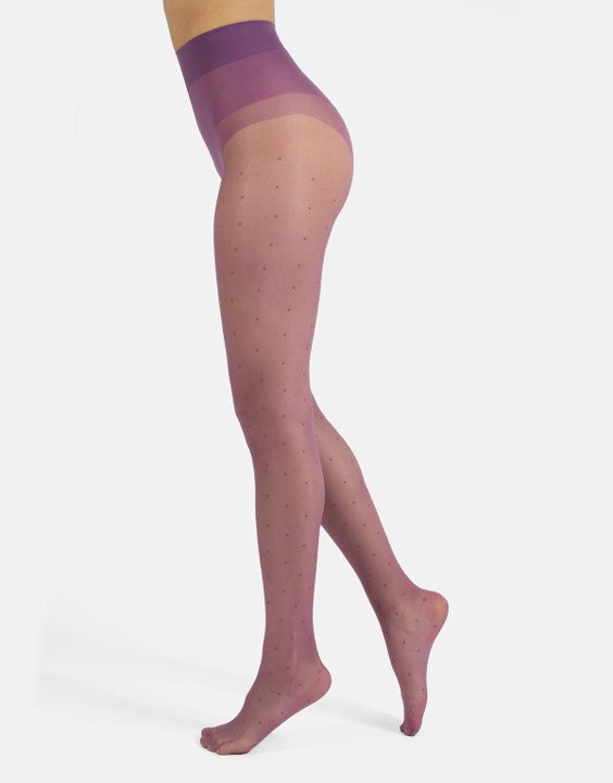 Cette Richmond Polka Dot 20 Denier Tight Red Violet