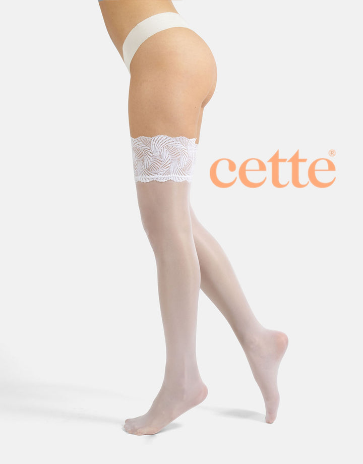 Cette Versailles Sheer Stay Ups White