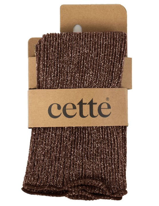 Cette Sirio Glitter Ribbed Knee High Sock Walnut 278-296