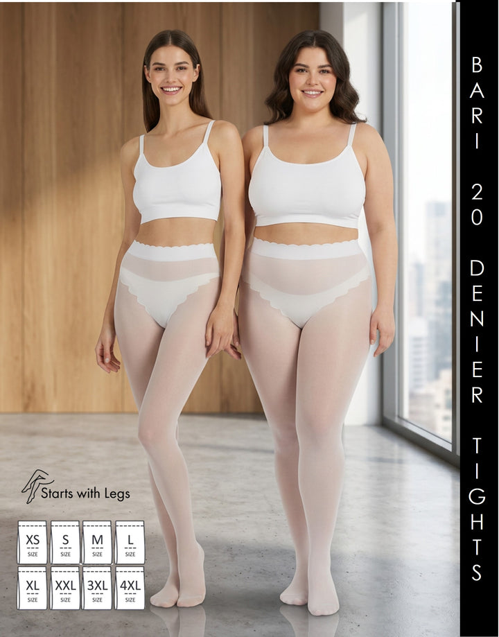 Cette Bari 20 Denier Sheer Tight with Bikini Brief White