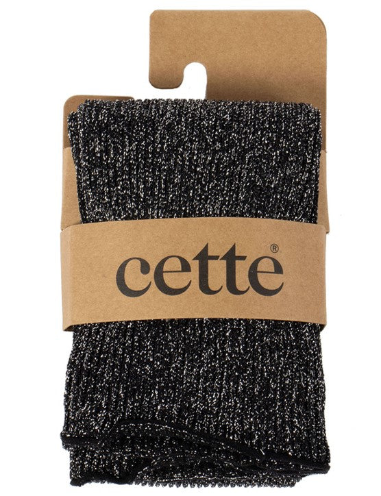 Cette Sirio Glitter Ribbed Knee High Sock Black 278-902
