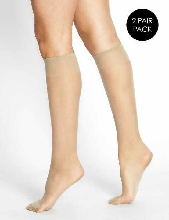 Levante Eclipse Soft Matte 15 Denier Knee Highs (2 Pack) Natural