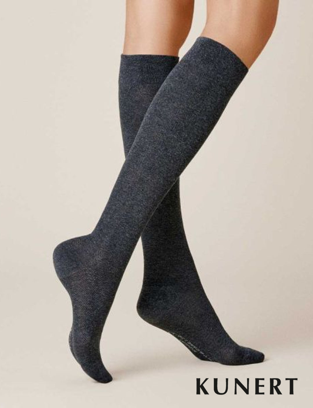 Kunert Fly &amp; Care Cotton Compression Knee High Sock Anthracite Melange 268900 Sale
