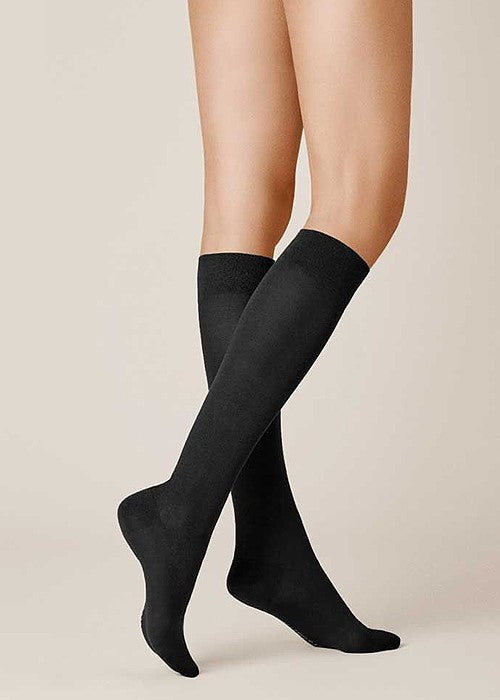 Kunert Fly &amp; Care Cotton Compression Knee High Sock Black 268900 Sale