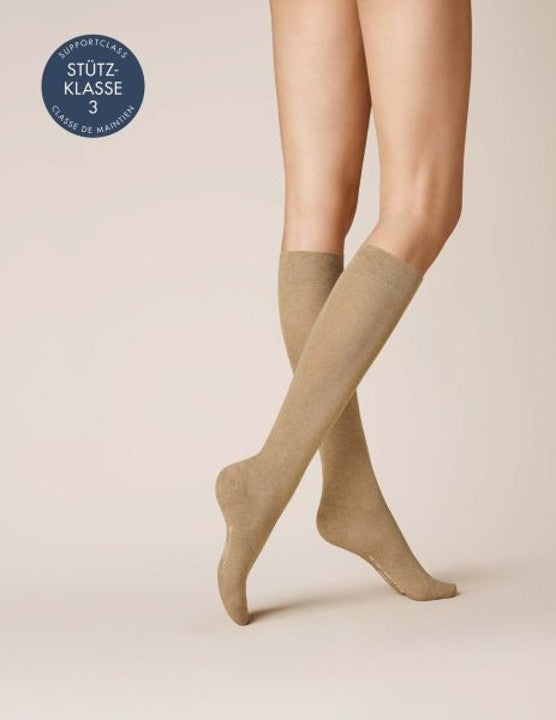 Kunert Fly &amp; Care Cotton Compression Knee High Sock Beige Melange 268900 Sale