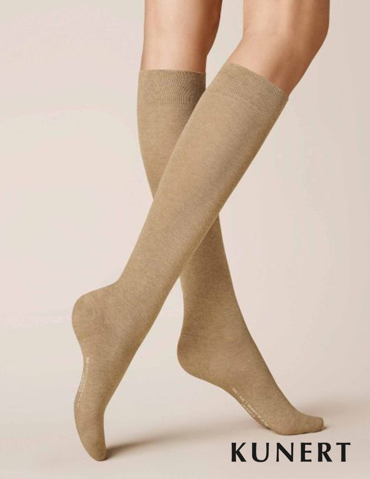Kunert Fly &amp; Care Cotton Compression Knee High Sock Beige Melange 268900 Sale