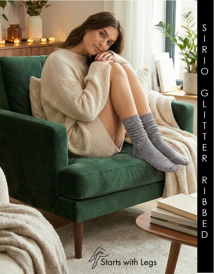 Cette Sirio Glitter Ribbed Knee High Sock Excalibur 278-179