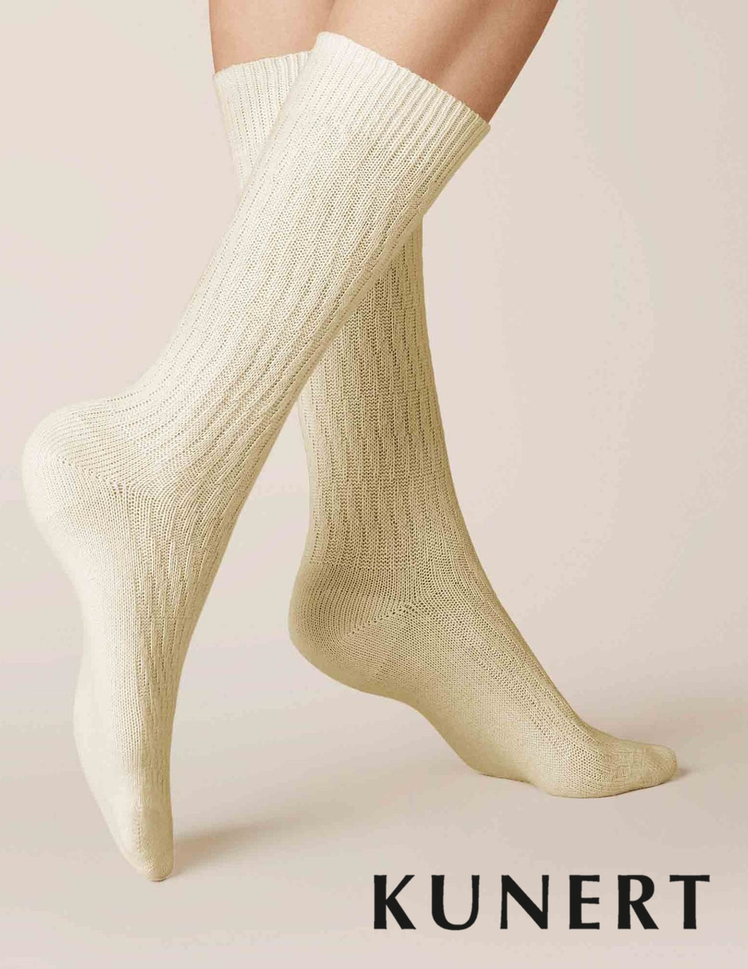 Kunert Cashmere Knitted Diagonal Woolen Sock White 236410 Sale