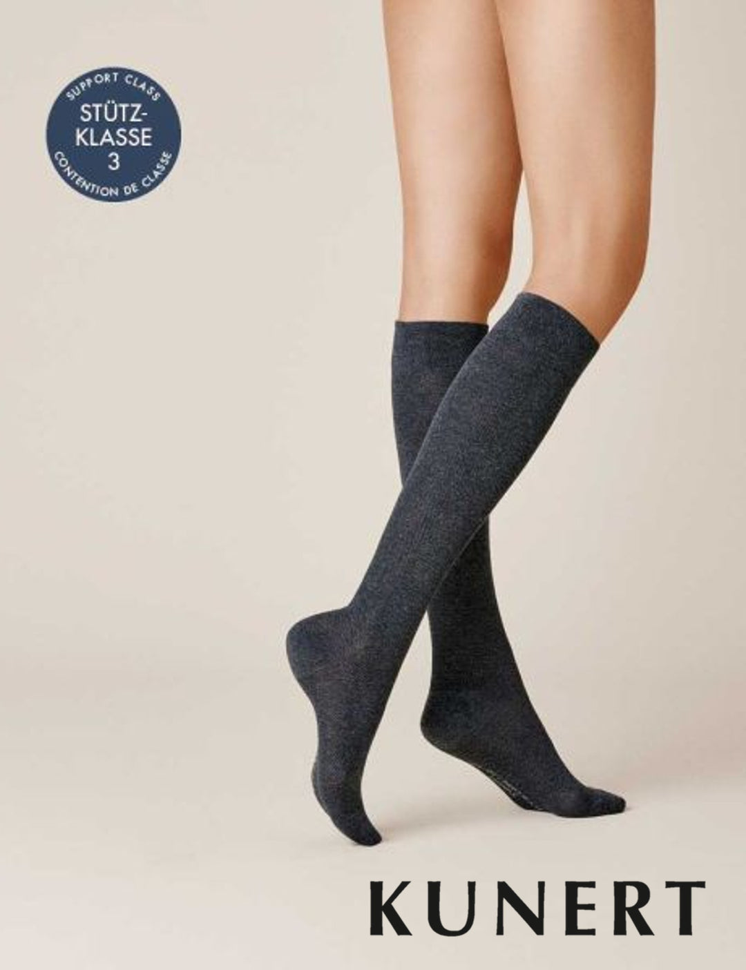 Kunert Fly &amp; Care Cotton Compression Knee High Sock Anthracite Melange 268900 Sale