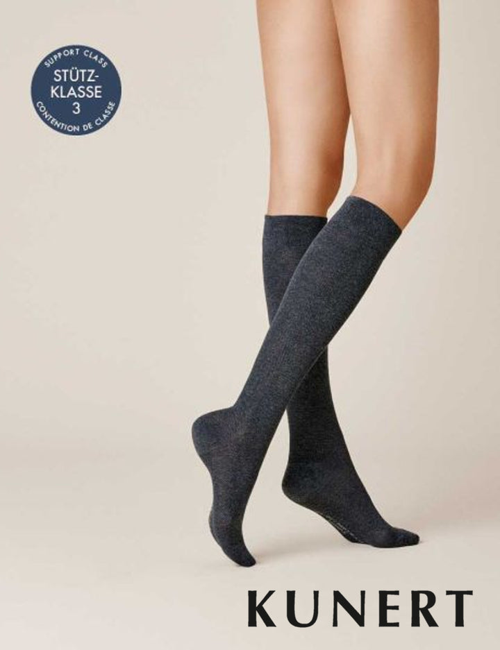 Kunert Fly &amp; Care Cotton Compression Knee High Sock Anthracite Melange 268900 Sale