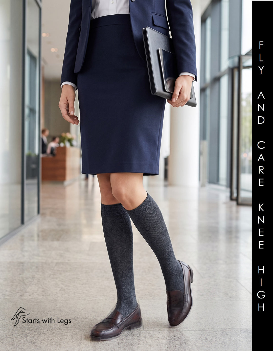 Kunert Fly &amp; Care Cotton Compression Knee High Sock Anthracite Melange 268900 Sale