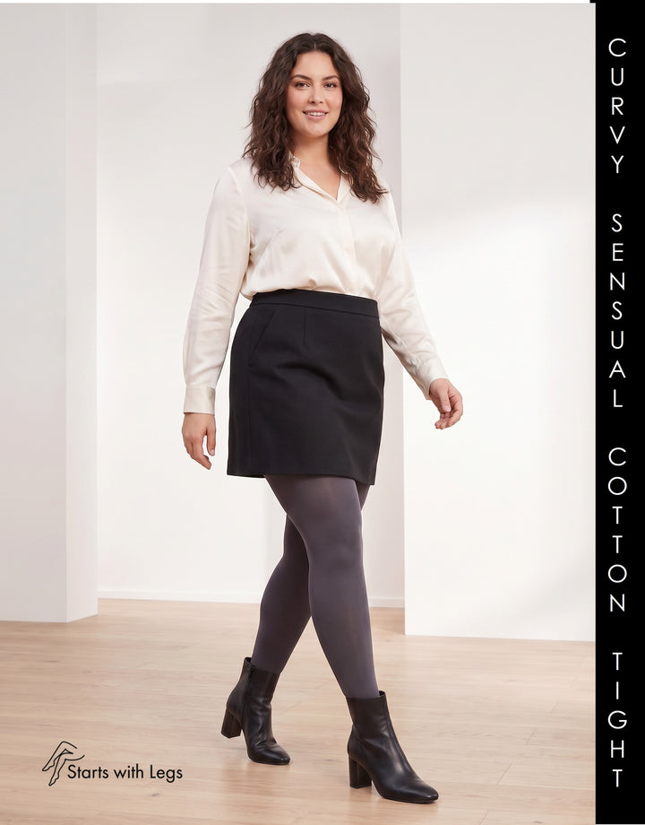 Kunert Plus Size Sensual Cotton Curvy Tights Anthracite 399500 Sale