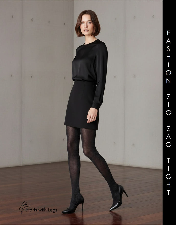 Kunert Fashion Zig Zag Tights Black 374510 Sale