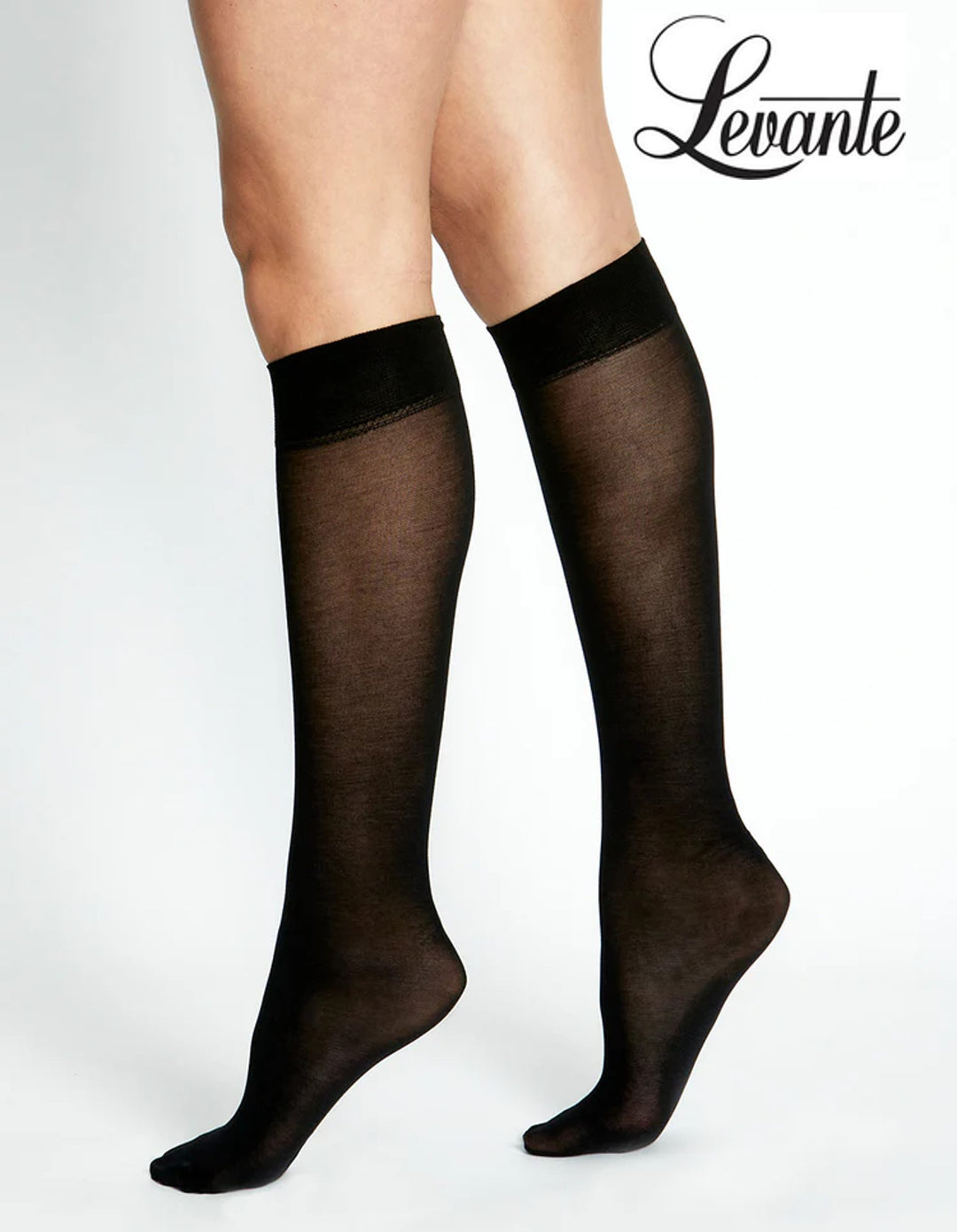 Levante Ultra Fine Cotton Blend Knee High Sock Black
