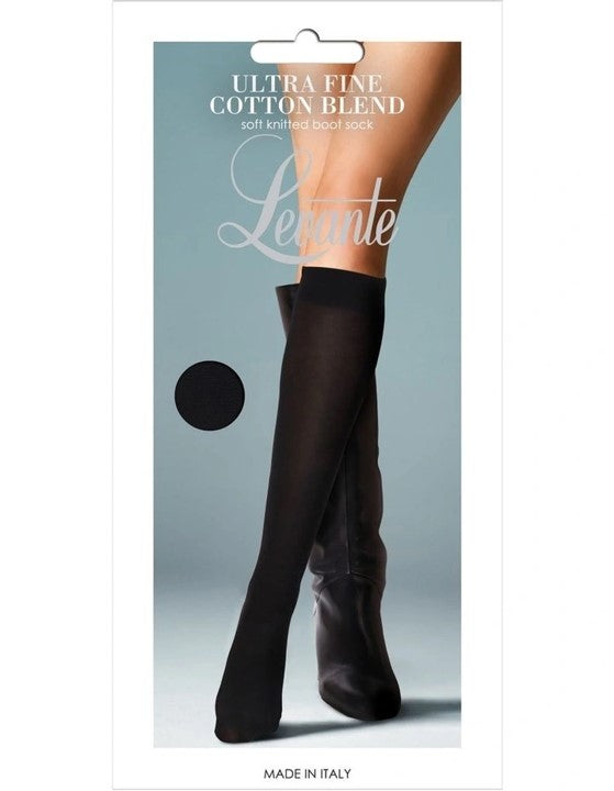 Levante Ultra Fine Cotton Blend Knee High Sock Black