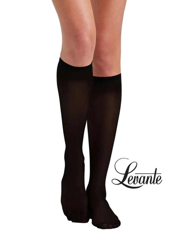 Levante Ultra Fine Cotton Blend Knee High Sock Black