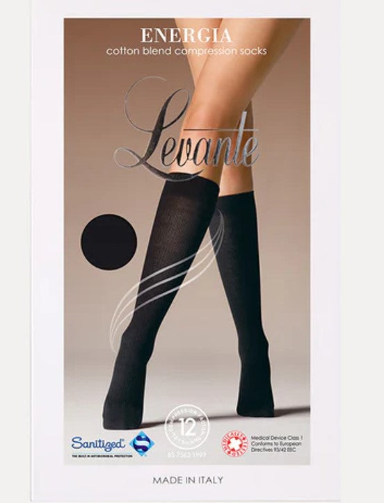 Levante Cotton Energia Therapeutix Compression Sock Black