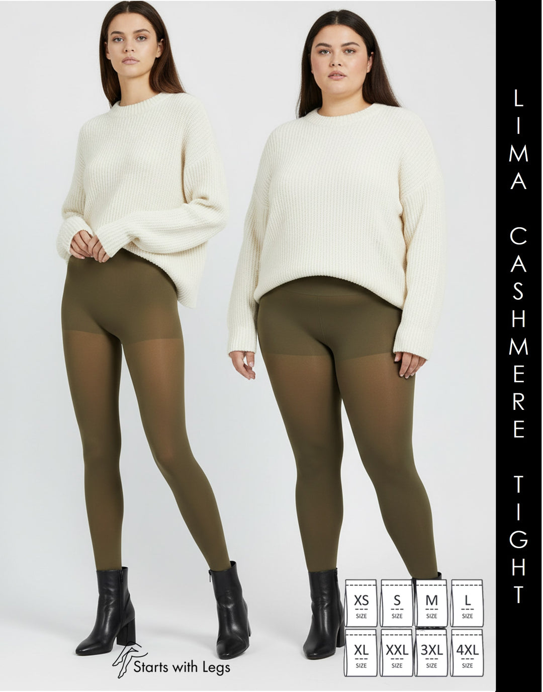 Cette Lima Cashmere Wool 150 Denier Tight Lead Grey