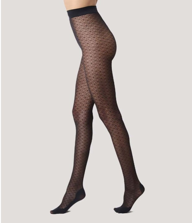 Oroblu Bio Fashion Motif Sneaker Tights Black VOBC67900 Sale