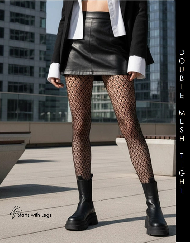Oroblu Double Mesh Tights  Black VOBS68146 Sale