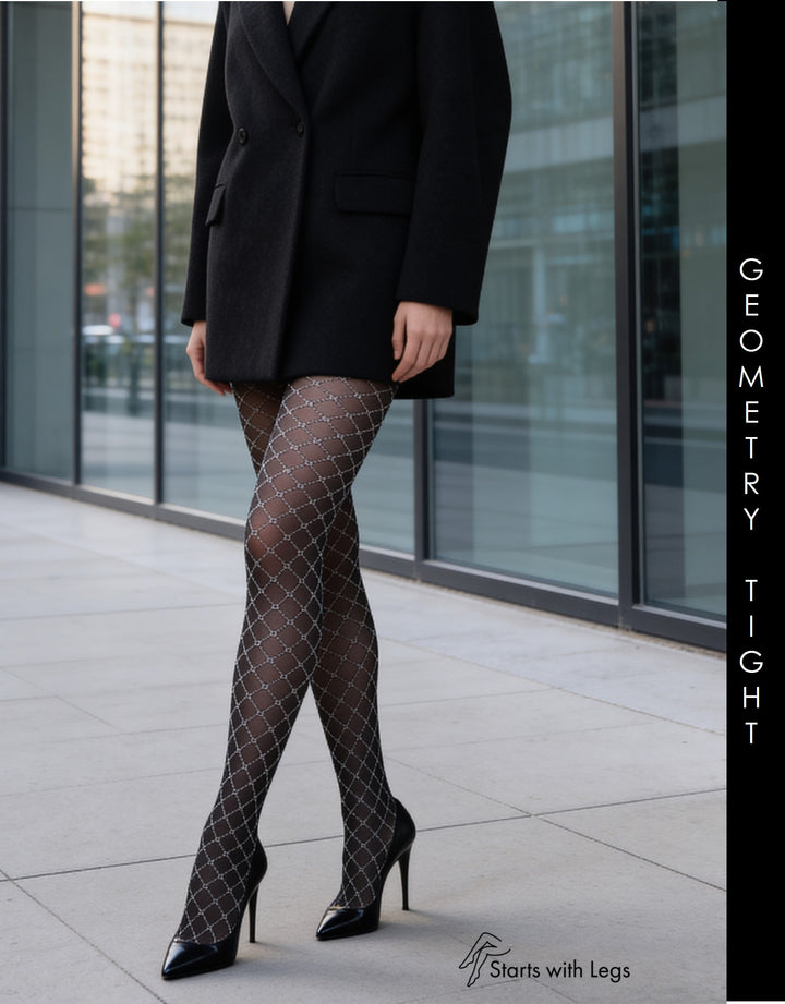 Oroblu Geometry Sheer Tight Black VOBC68141 Sale