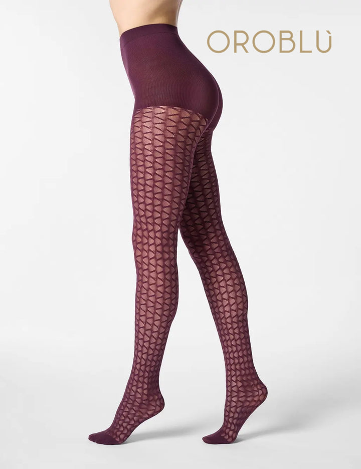 Oroblu Graphic Waves Tight VOBC68254 Plum Sale