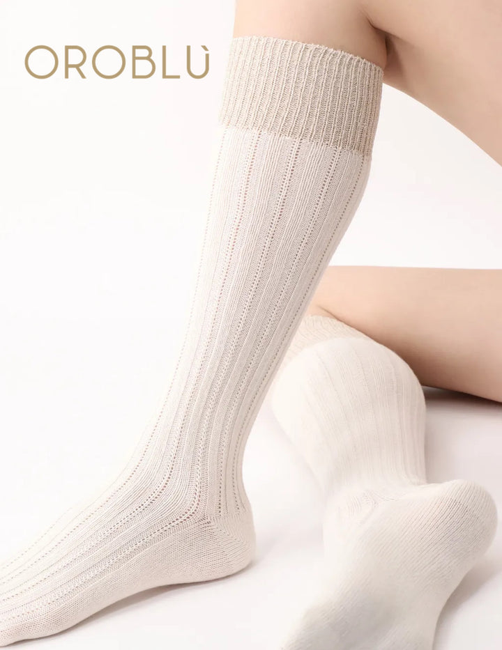 Oroblu Jasmine Aplaca Wool &amp; Cotton Knee High Socks Wool VOBFAF10K0