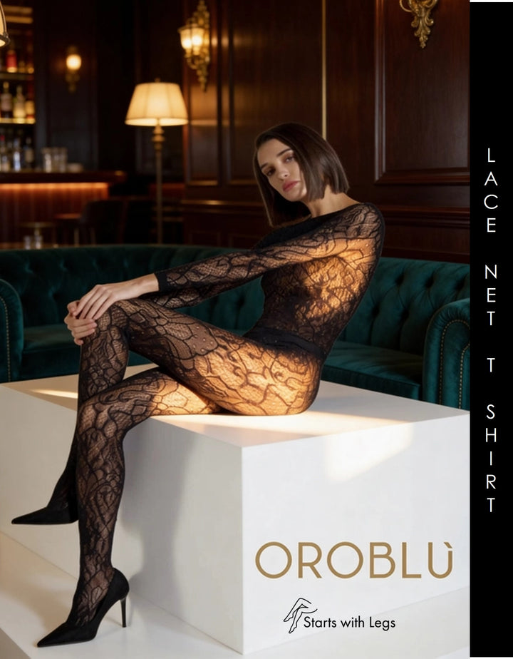 Oroblu Lace Net T-Shirt Black VOBS67808 Sale