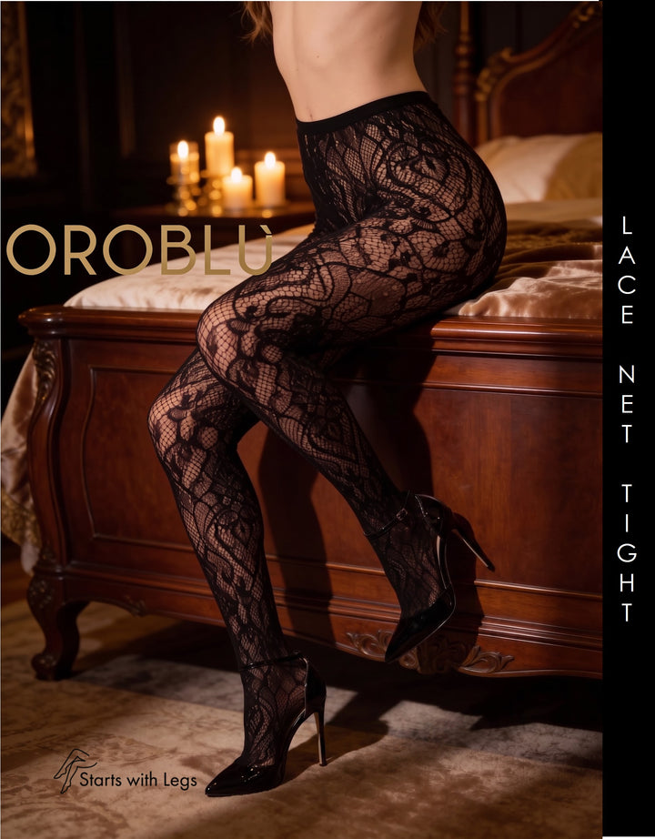 Oroblu Lace Net Tights Black VOBC67937 Sale