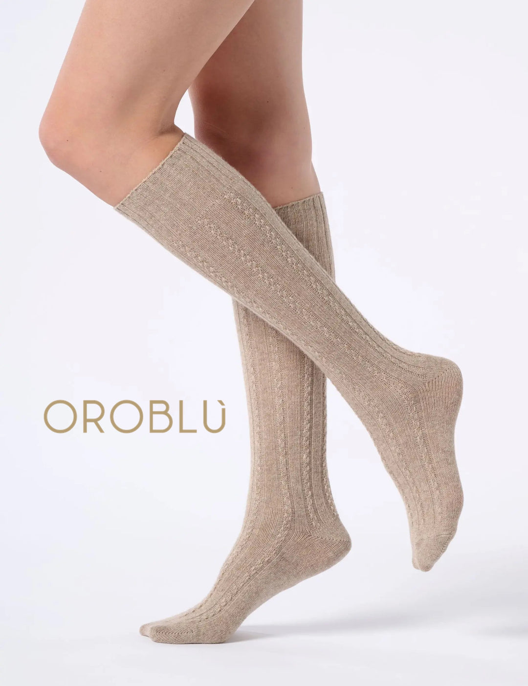 Oroblu Nancy Cashmere Wool Knee High VOBC01694 Beige Melange