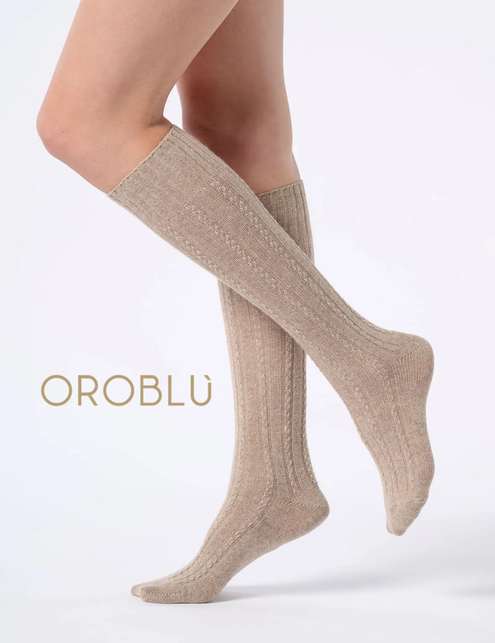 Oroblu Nancy Cashmere Wool Knee High VOBC01694 Beige Melange